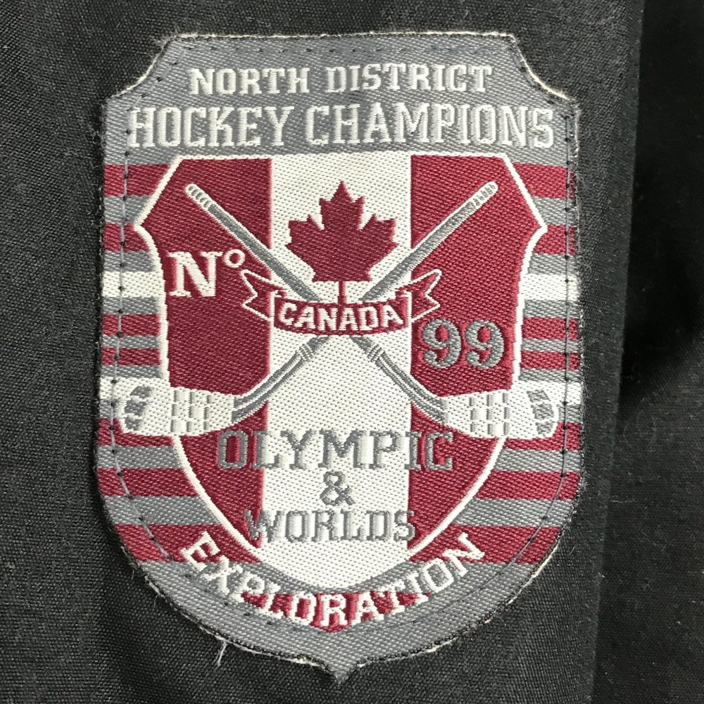 Atlas For Men Black Jacket Coat Sz Large Removable Hood Pockets Hockey Champions - Picture 10 of 12